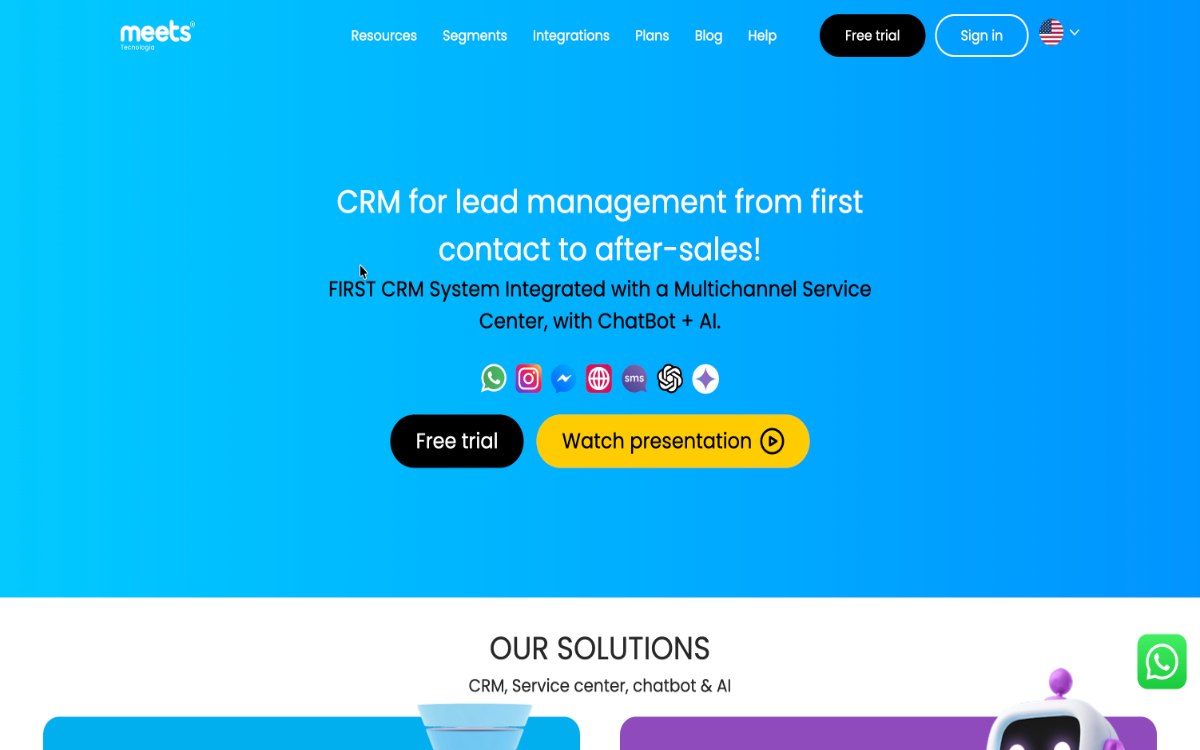 MeetsCRM multichannel CRM homepage