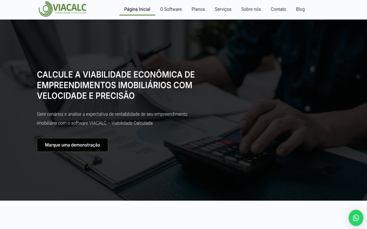 ViaCalc real estate feasibility software homepage